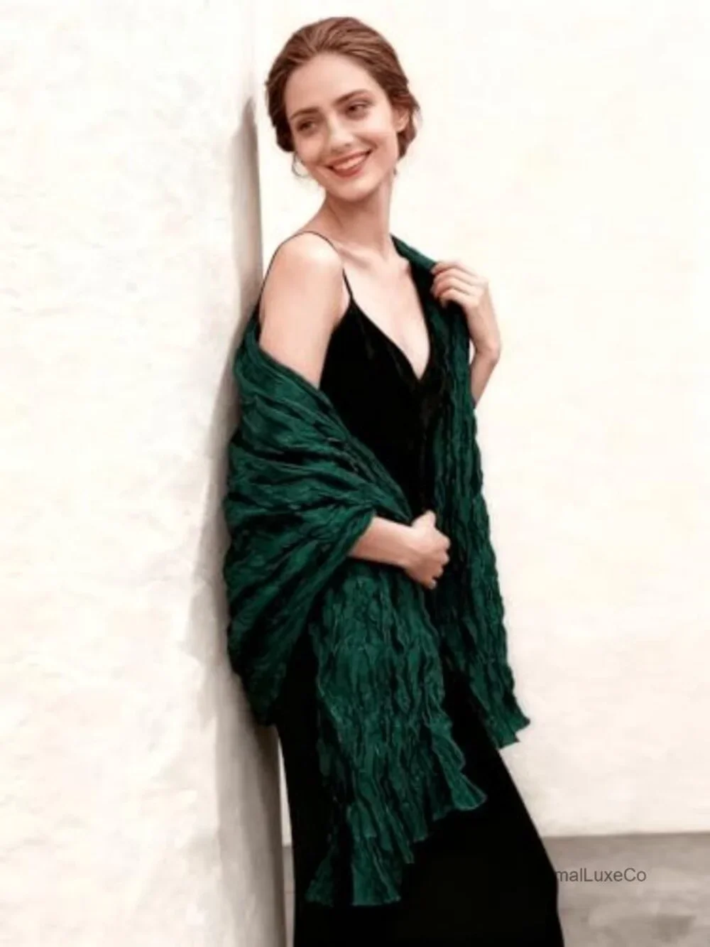 Velvet Wrinkled Shawl Wrap Evening Dress Bridal Scarf Cover Up